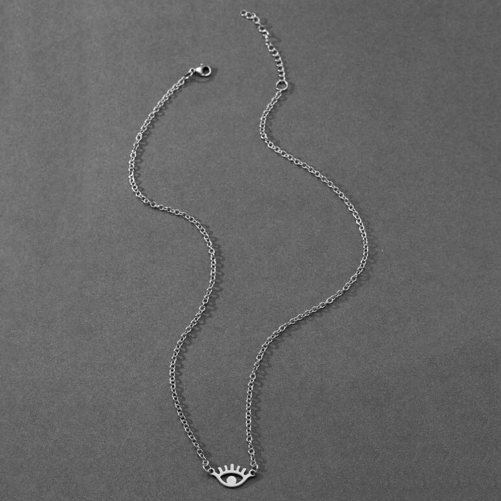 Silver Evil Eye Minimalist Clasp Back Necklace - Picture 3 of 5
